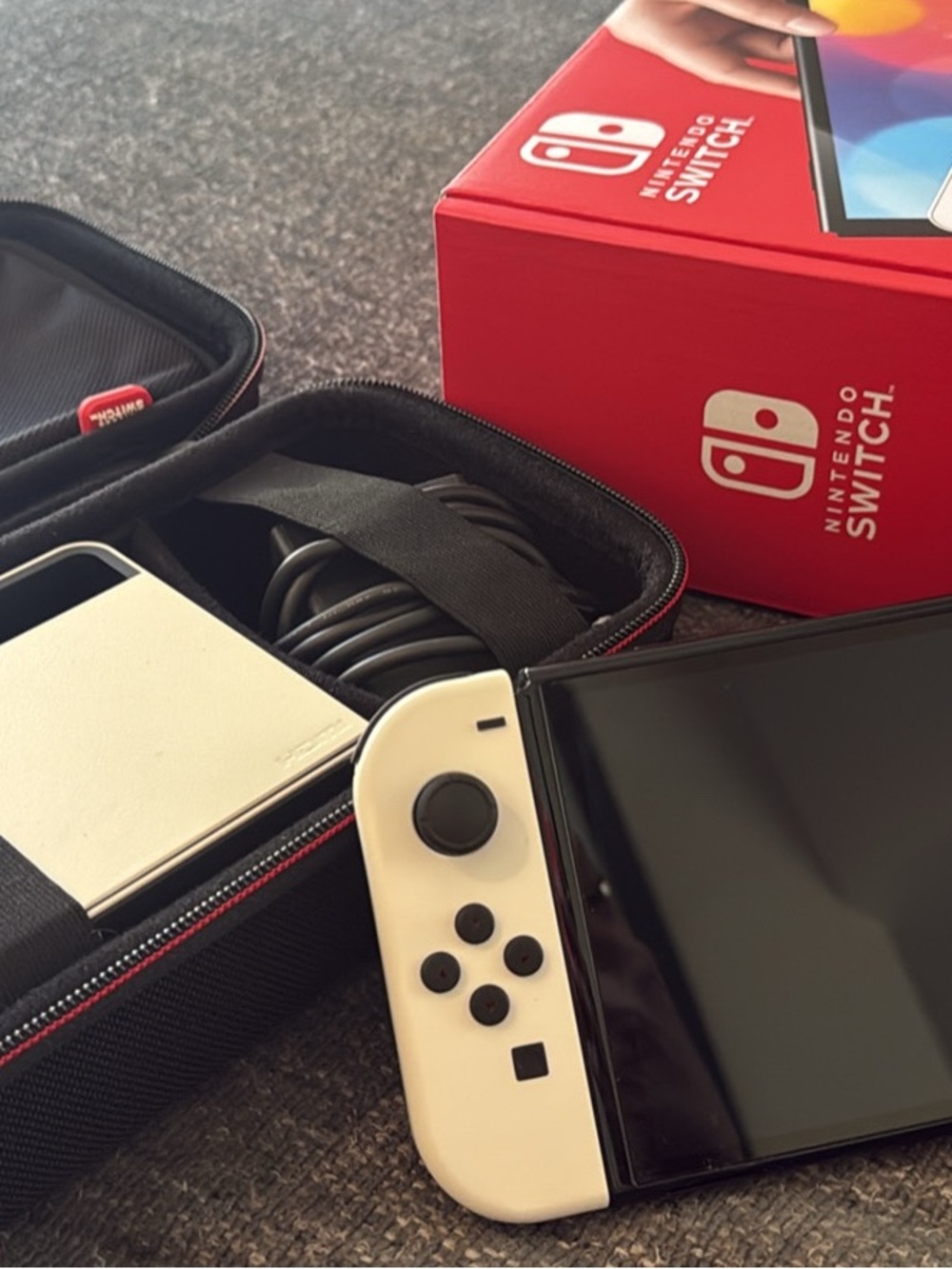 Nintendo Switch Zelda OLED Console with White Joy‑Con and Carrying Case NWB